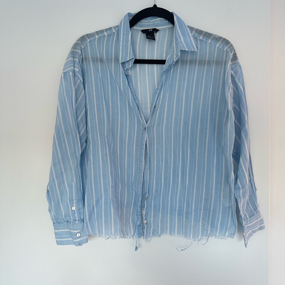 h&M Blue Striped Button Up Shirt